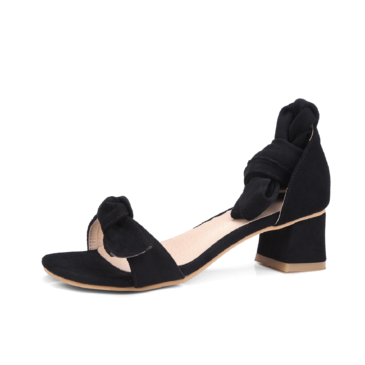 2017夏季新款露趾粗跟绑带蝴蝶结凉鞋韩版中跟百搭女鞋L6970